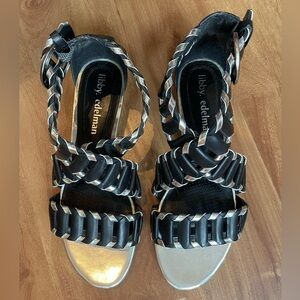 Black & Silver Strappy ‘Libby Edelman’ Sandals, Size 6